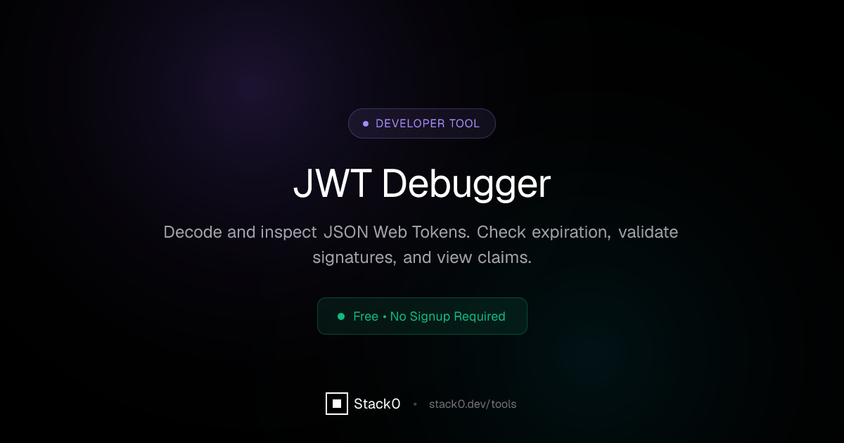 Free JWT Debugger - Decode & Inspect JSON Web Tokens - Free Tools | Stack0