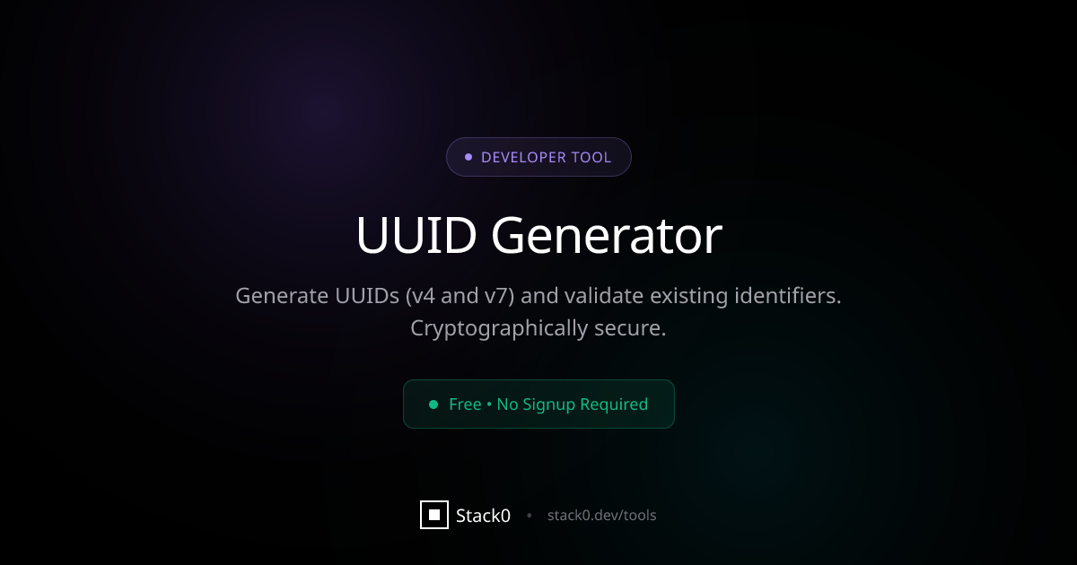 Free UUID Generator - Generate UUID v4 & v7 Online - Free Tools | Stack0